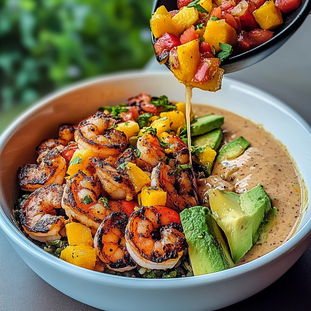 Fiesta Shrimp and Avocado Bowls with Mango Salsa