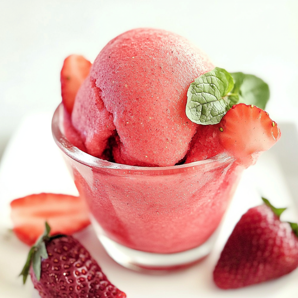 Strawberry Basil Sorbet