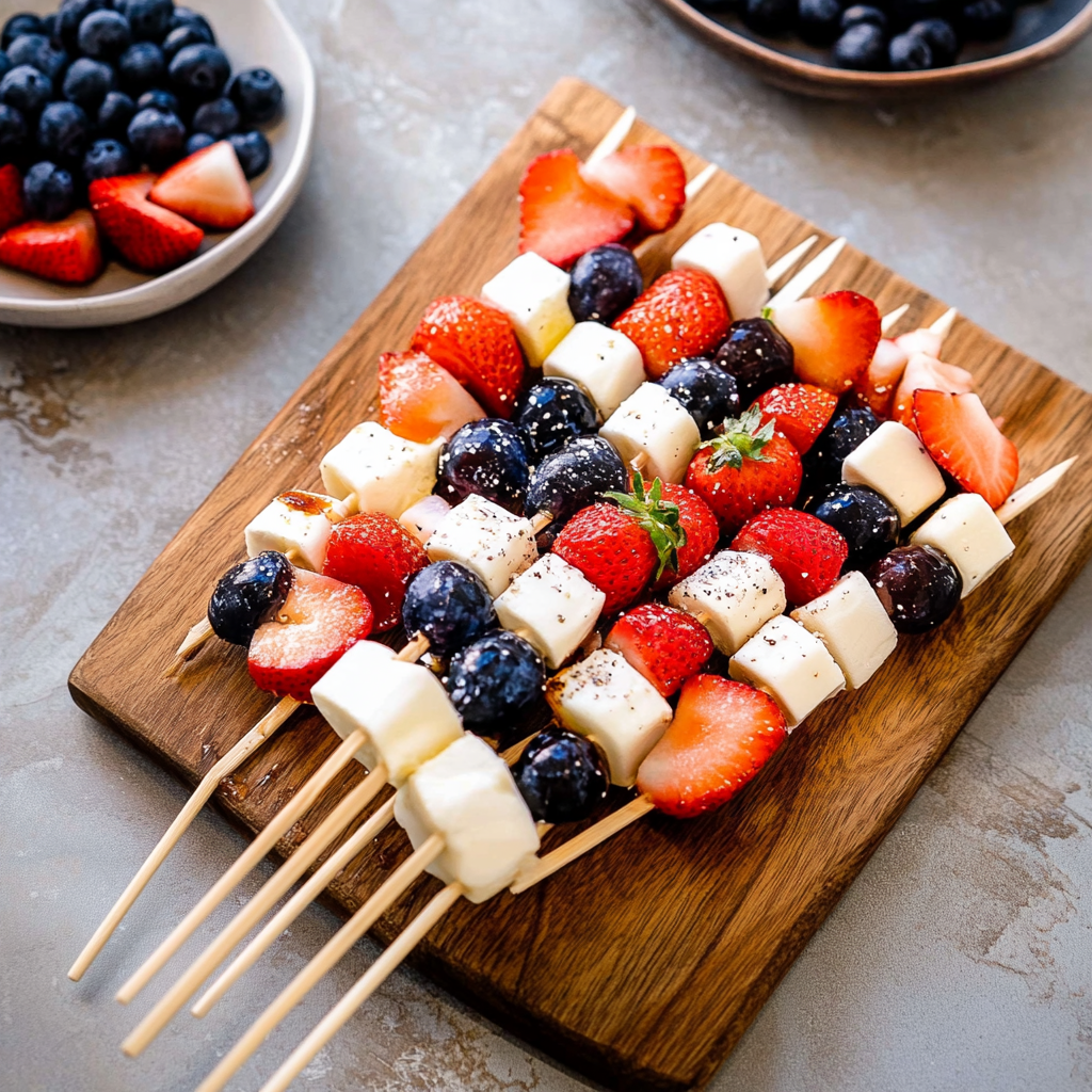Red, White and Blue Fruit Kabobs