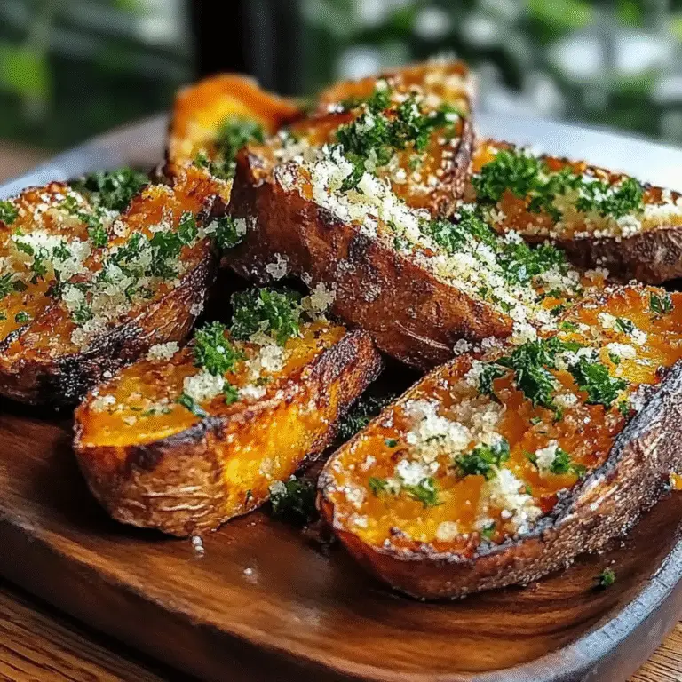Garlic Parmesan Sweet Potato Wedges