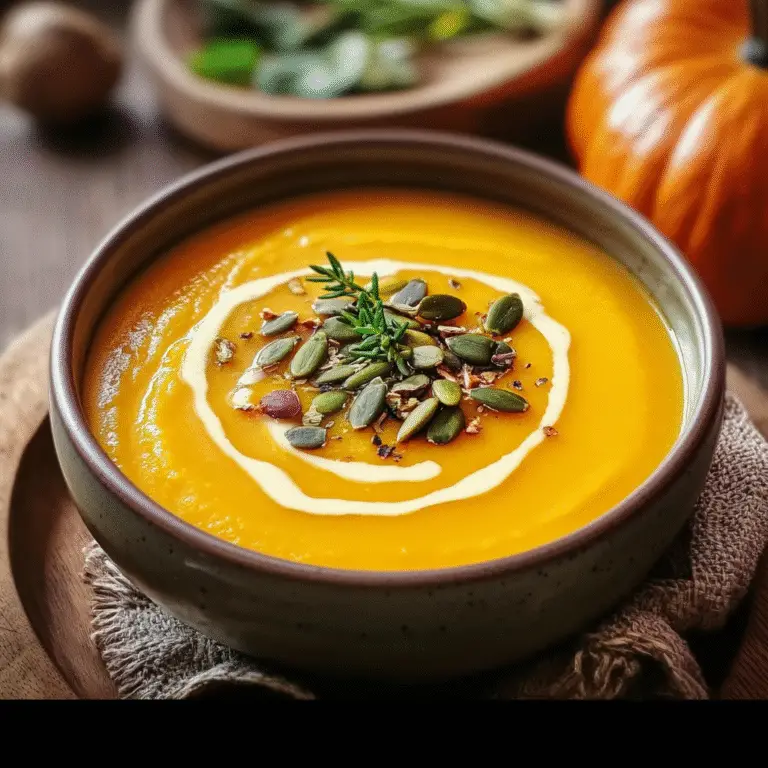 Butternut Squash Soup with Pistachio Swirl