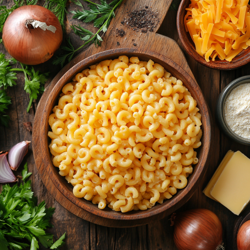 Balsamic Caramelized Onion Mac ‘n’ Cheese ingredients
