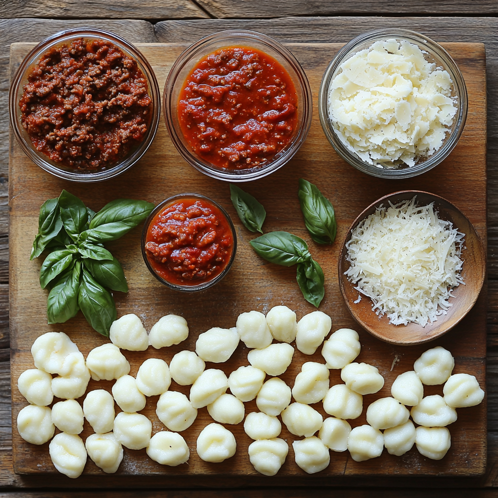 Cheesy Bolognese Gnocchi Bake ingredients