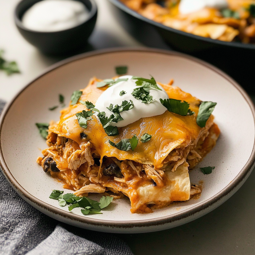 Crock-Pot Chicken Enchilada Casserole
