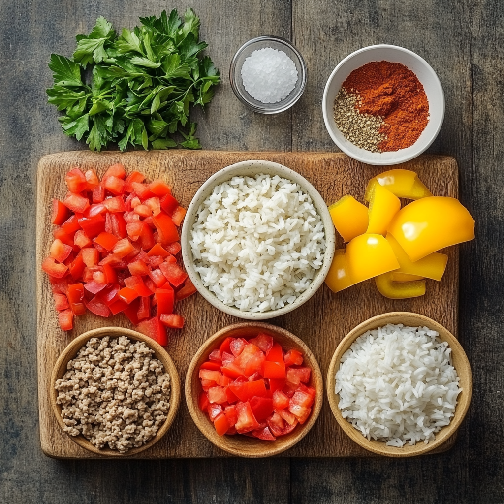 Ground Turkey and Rice One Pan Skillet ingredients