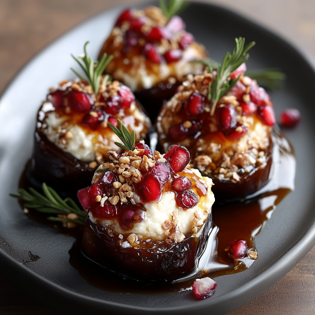 Mascarpone Stuffed Dates with Pomegranate and Honey