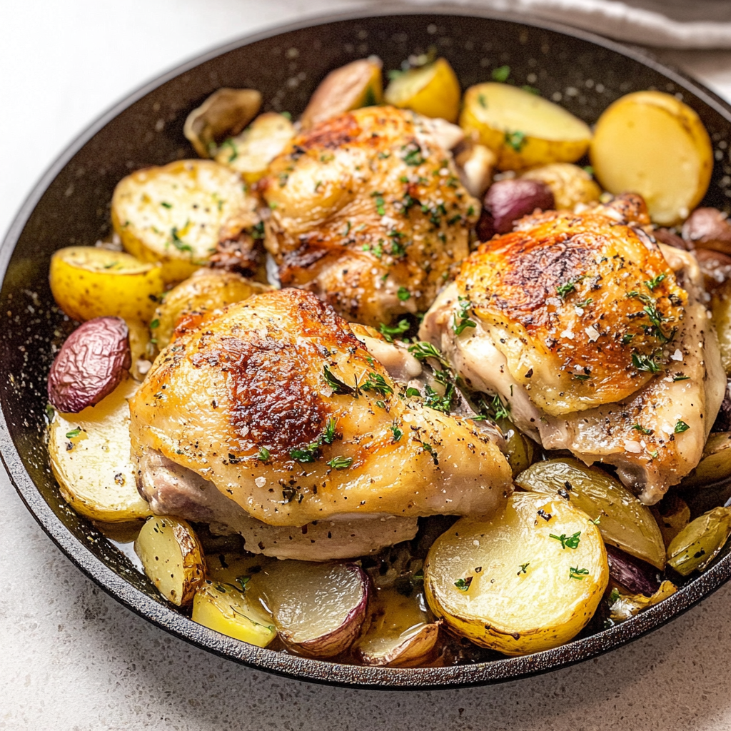 One Pan Chicken with Potatoes and Fennel