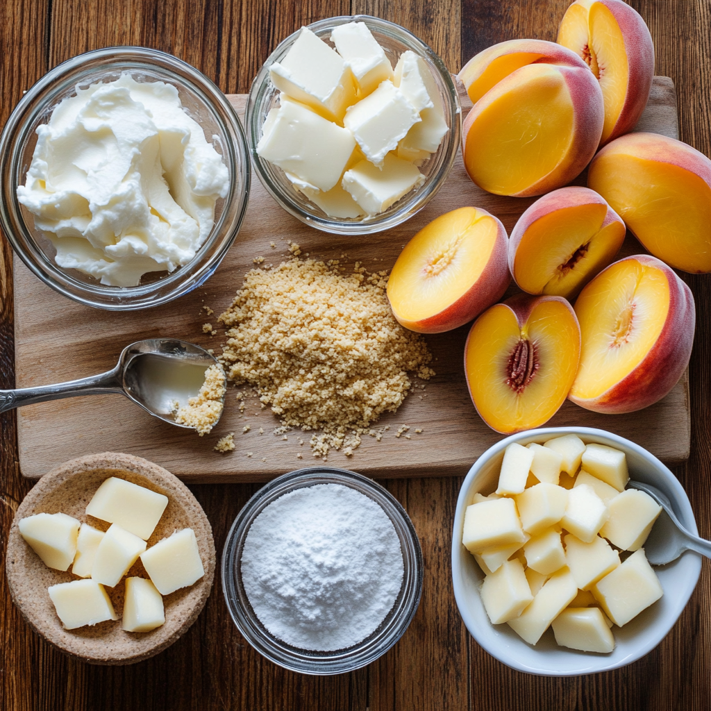 Peach Crumb Cheesecake ingredients