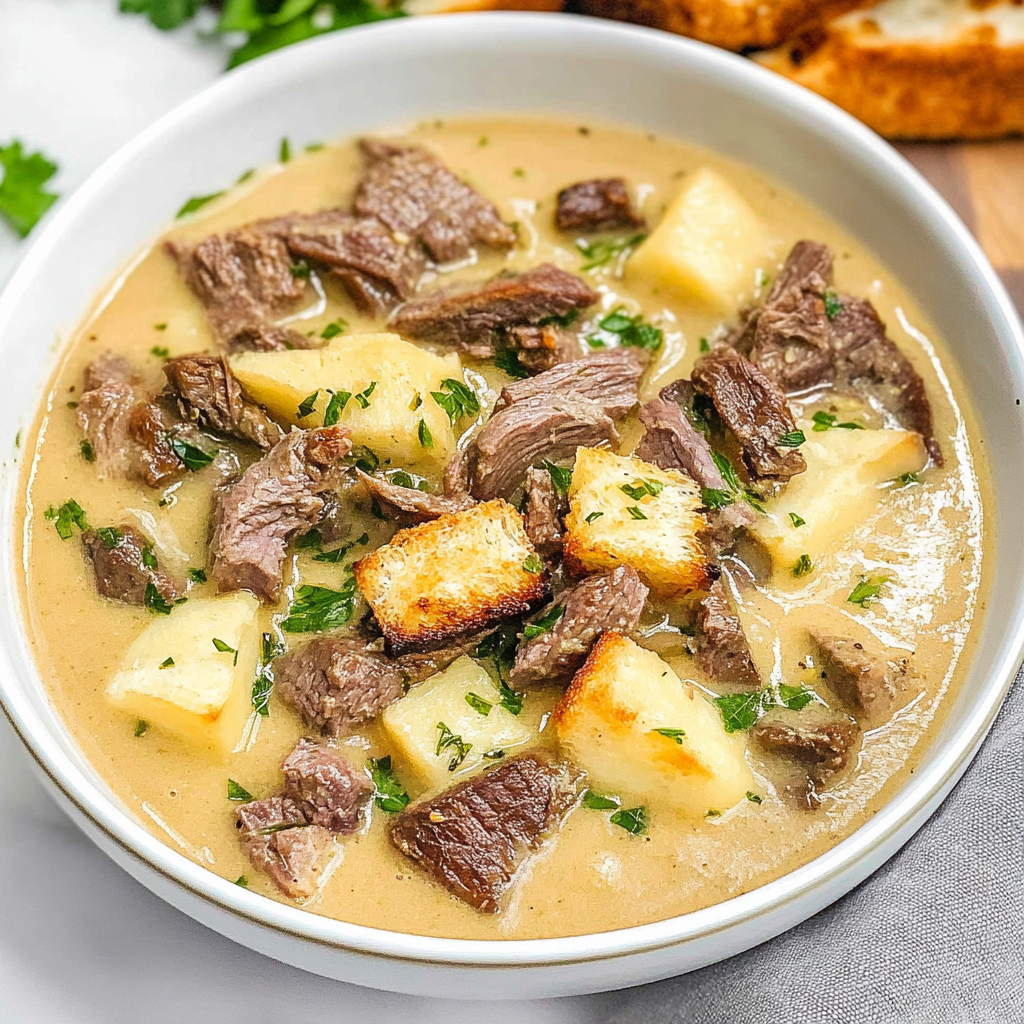 Philly Cheesesteak Soup
