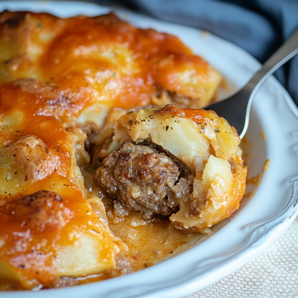 Potato and Meatball Gratin