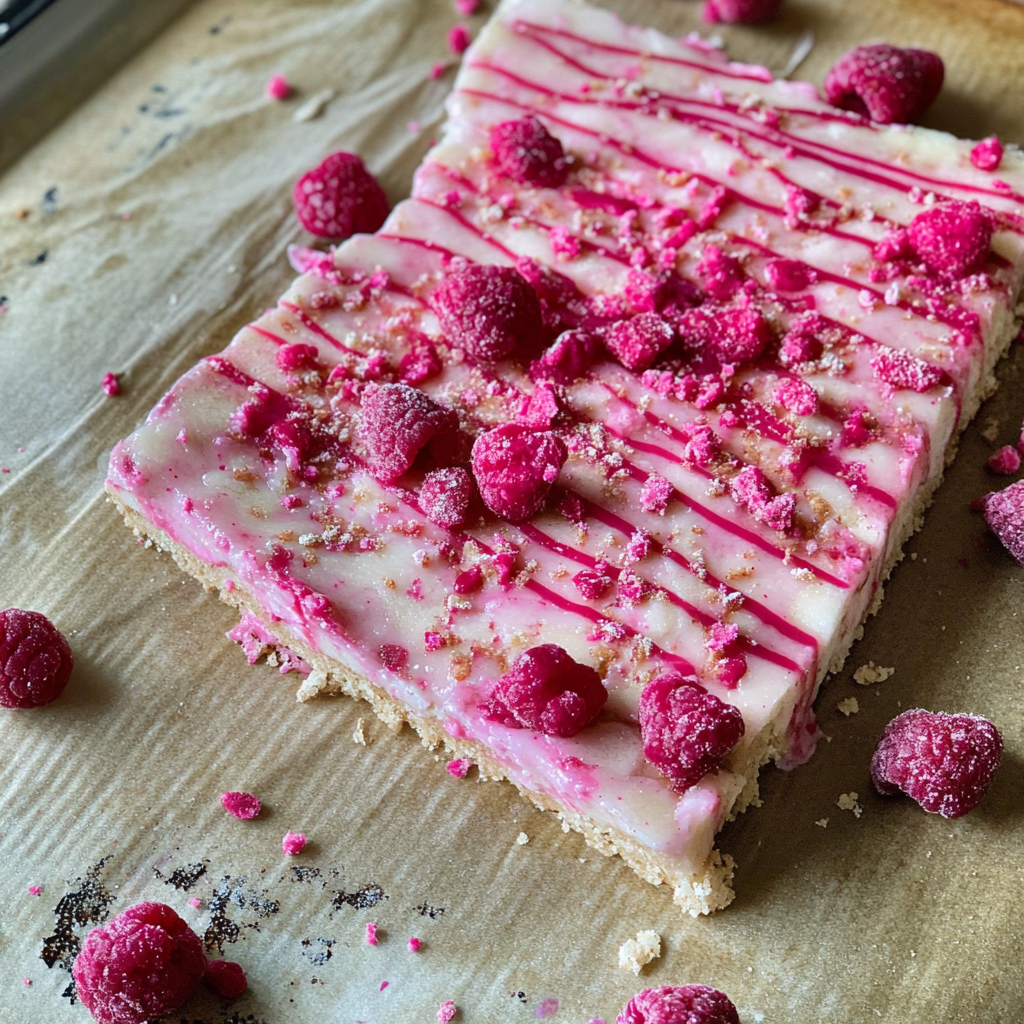 Raspberry Shortbread Bar Cookies with Almond Icing