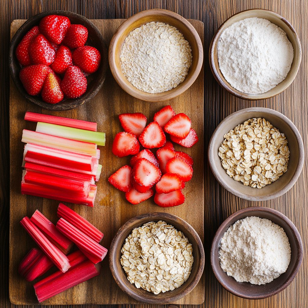Strawberry Rhubarb Crumb Bars ingredients