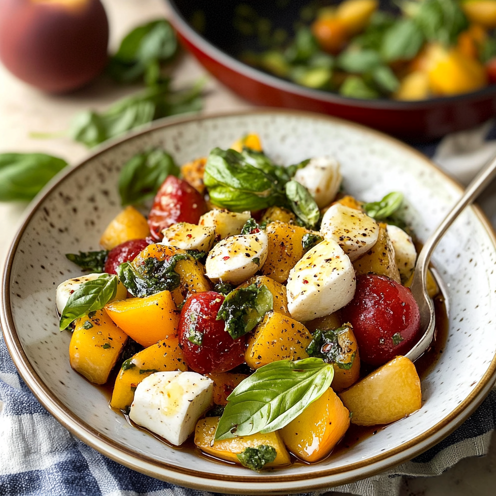 Avocado Peach Caprese Salad