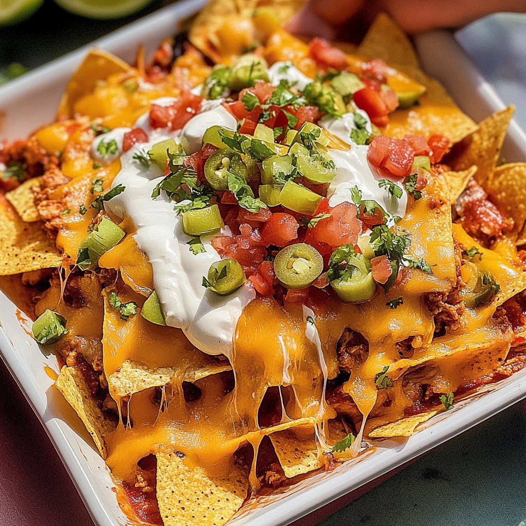 Cheesy Grilled Chicken Nachos Supreme