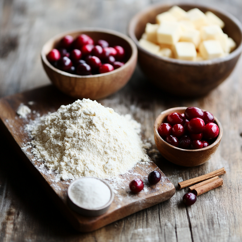 Christmas Buttery Cranberry Streusel Crumb Bars ingredients