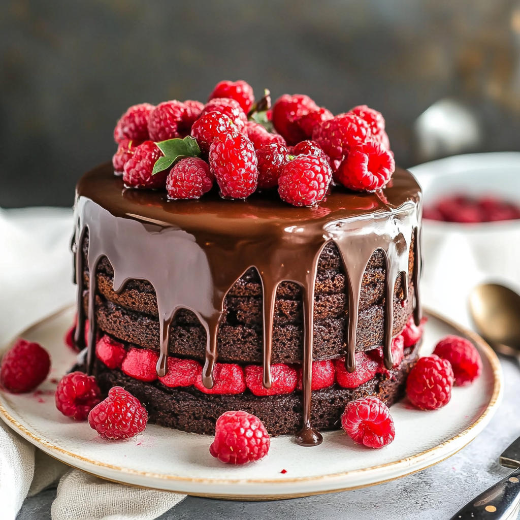 Christmas Chocolate Raspberry Layer Cake