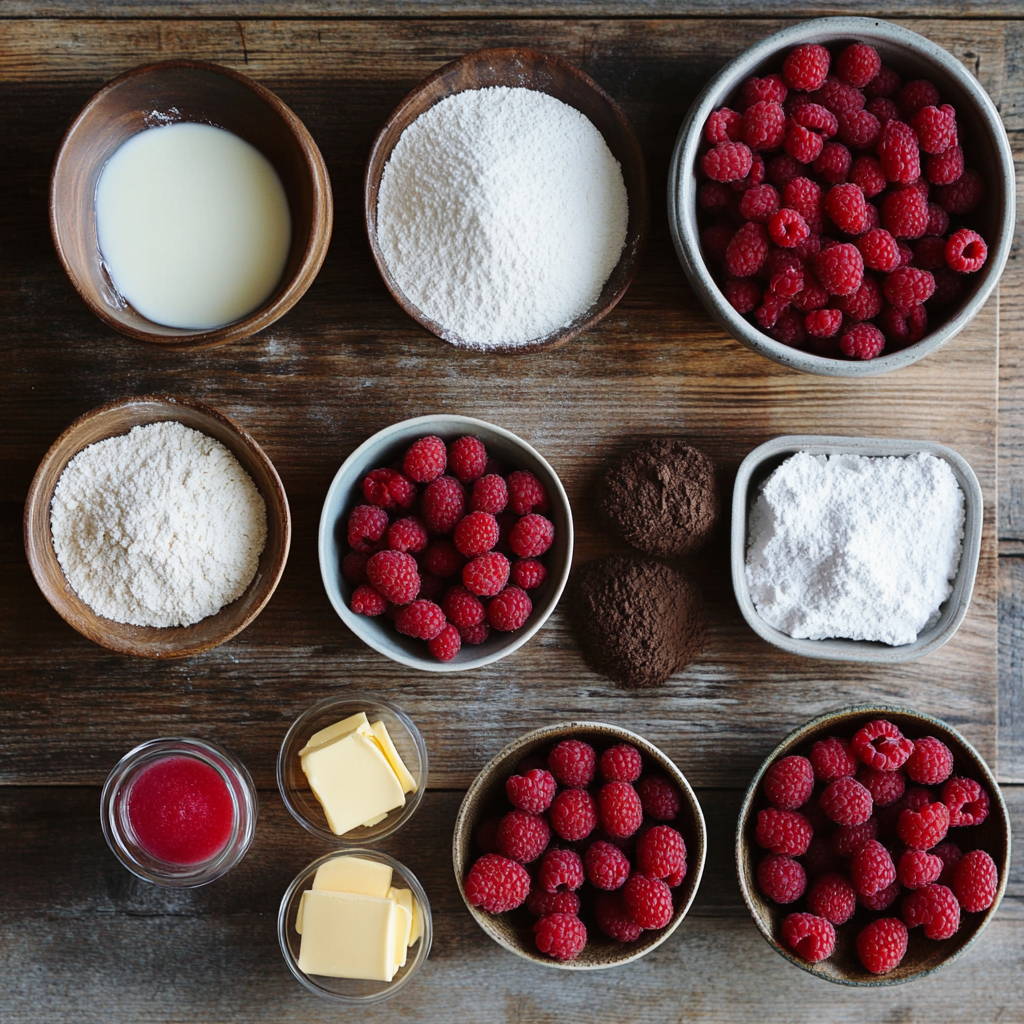Christmas Chocolate Raspberry Layer Cake ingredients
