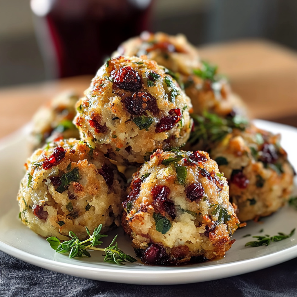 Christmas Cranberry Turkey Stuffing Balls