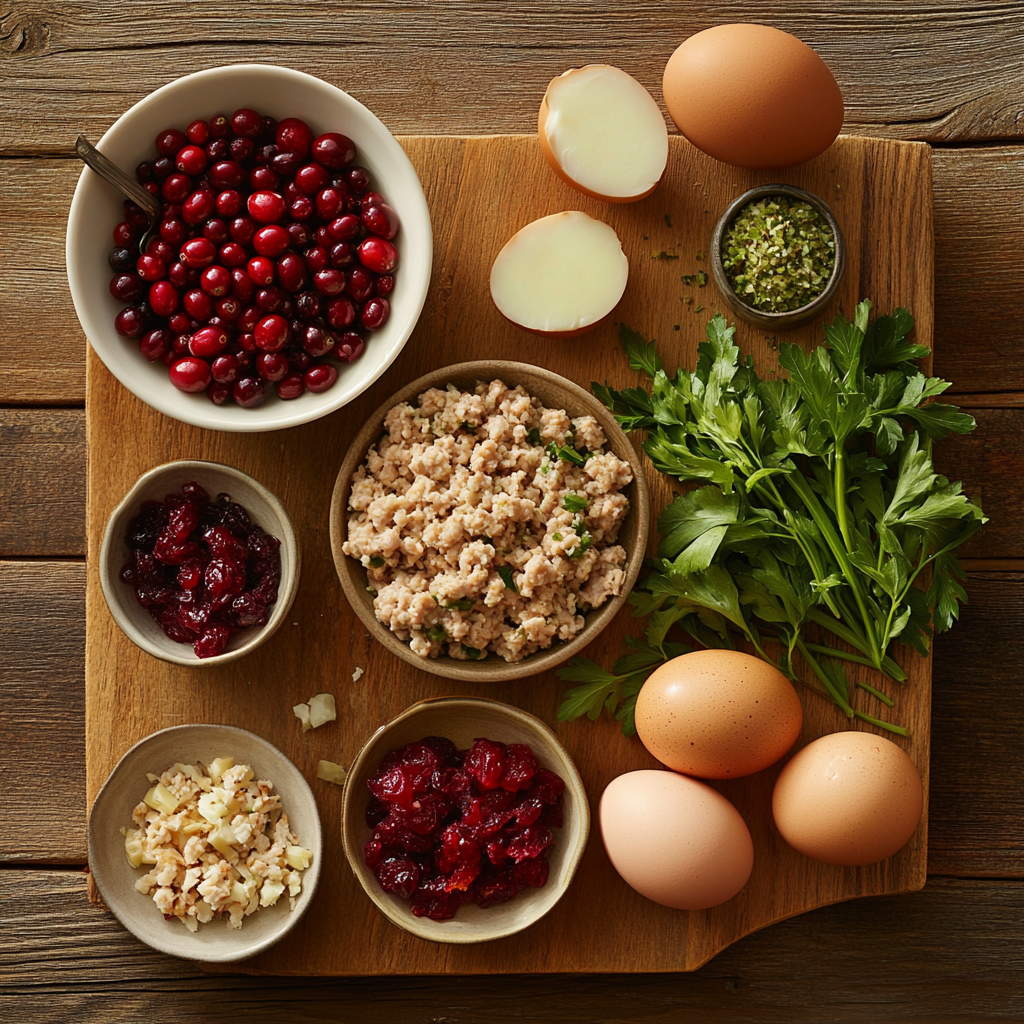 Christmas Cranberry Turkey Stuffing Balls ingredients