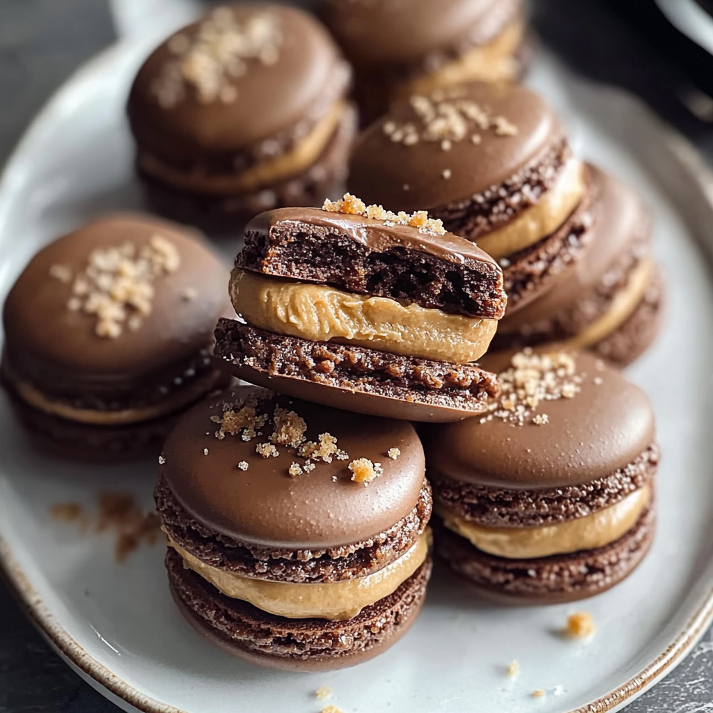 Christmas Decadent Chocolate Peanut Butter Macarons