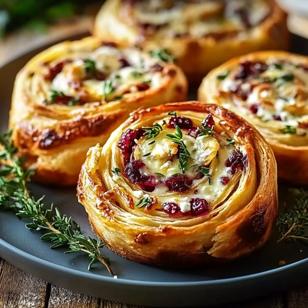 Cranberry Cream Cheese Pinwheels with Feta & Herbs