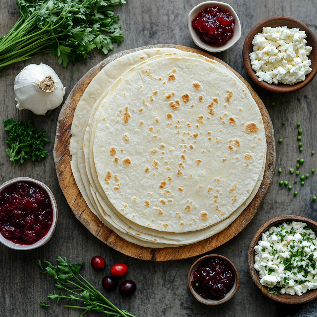 Cranberry Cream Cheese Pinwheels with Feta & Herbs ingredients