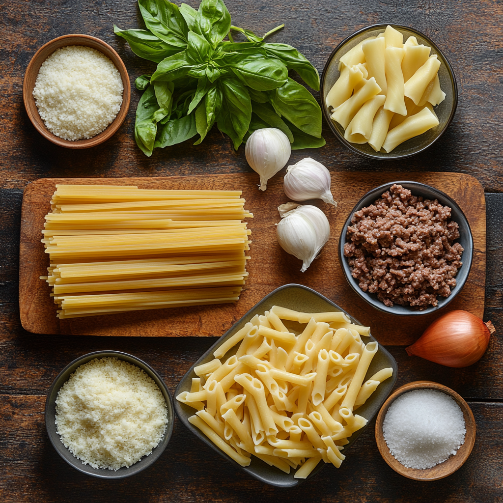 Creamy Beef Pasta ingredients