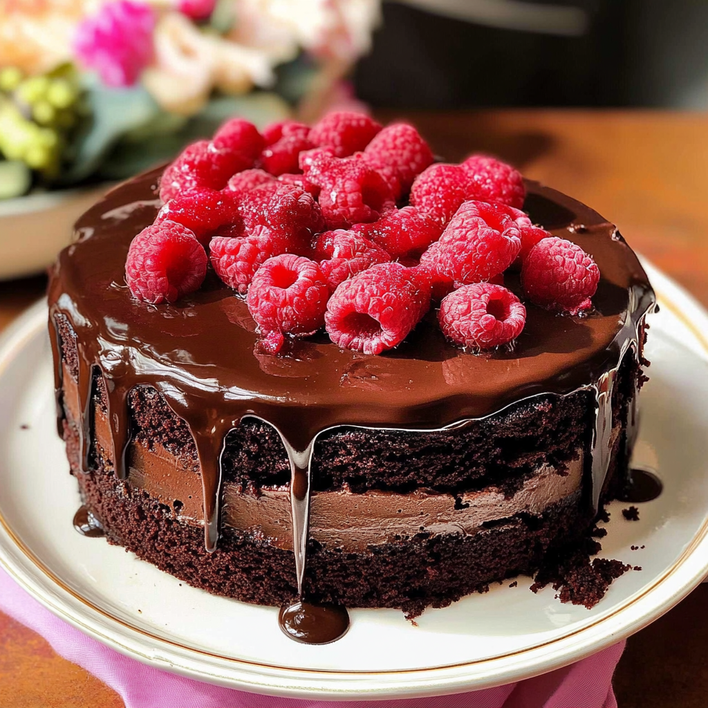 Dark Chocolate Raspberry Cake