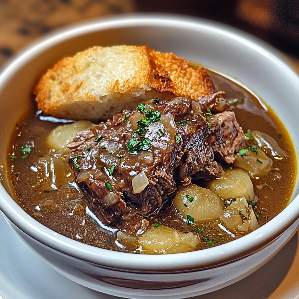 French Onion Beef Short Rib Soup