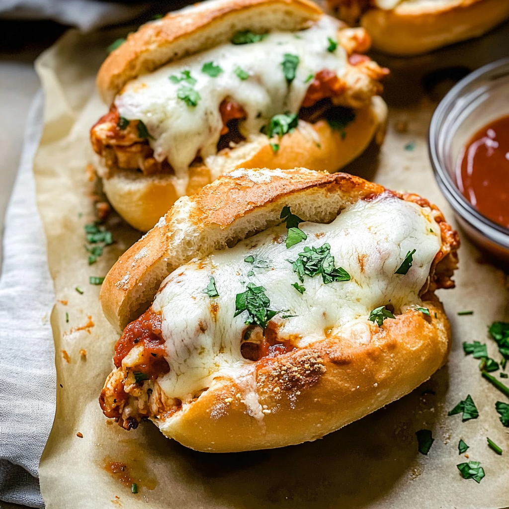 Garlic Knot Chicken Parmesan Sandwiches