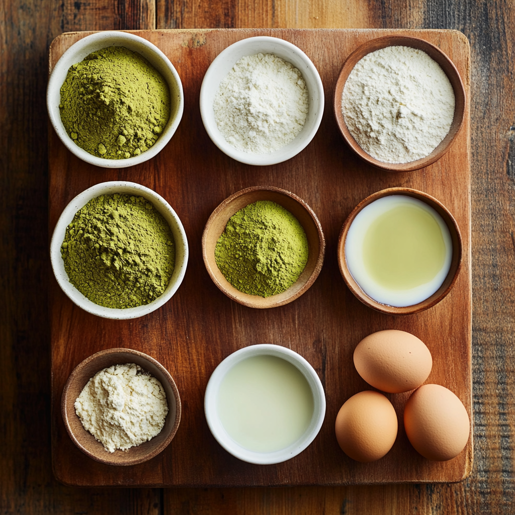 Matcha Christmas Tree Pancakes ingredients