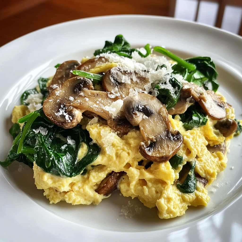 Mushroom-Spinach Scrambled Eggs