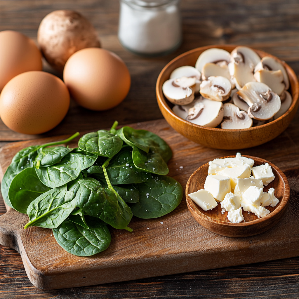 Mushroom-Spinach Scrambled Eggs ingredients