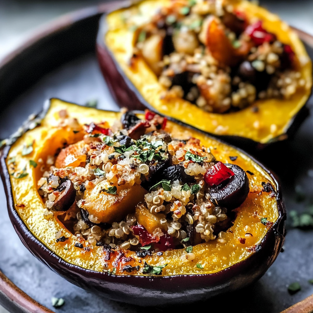Mushroom and Quinoa Stuffed Acorn Squash