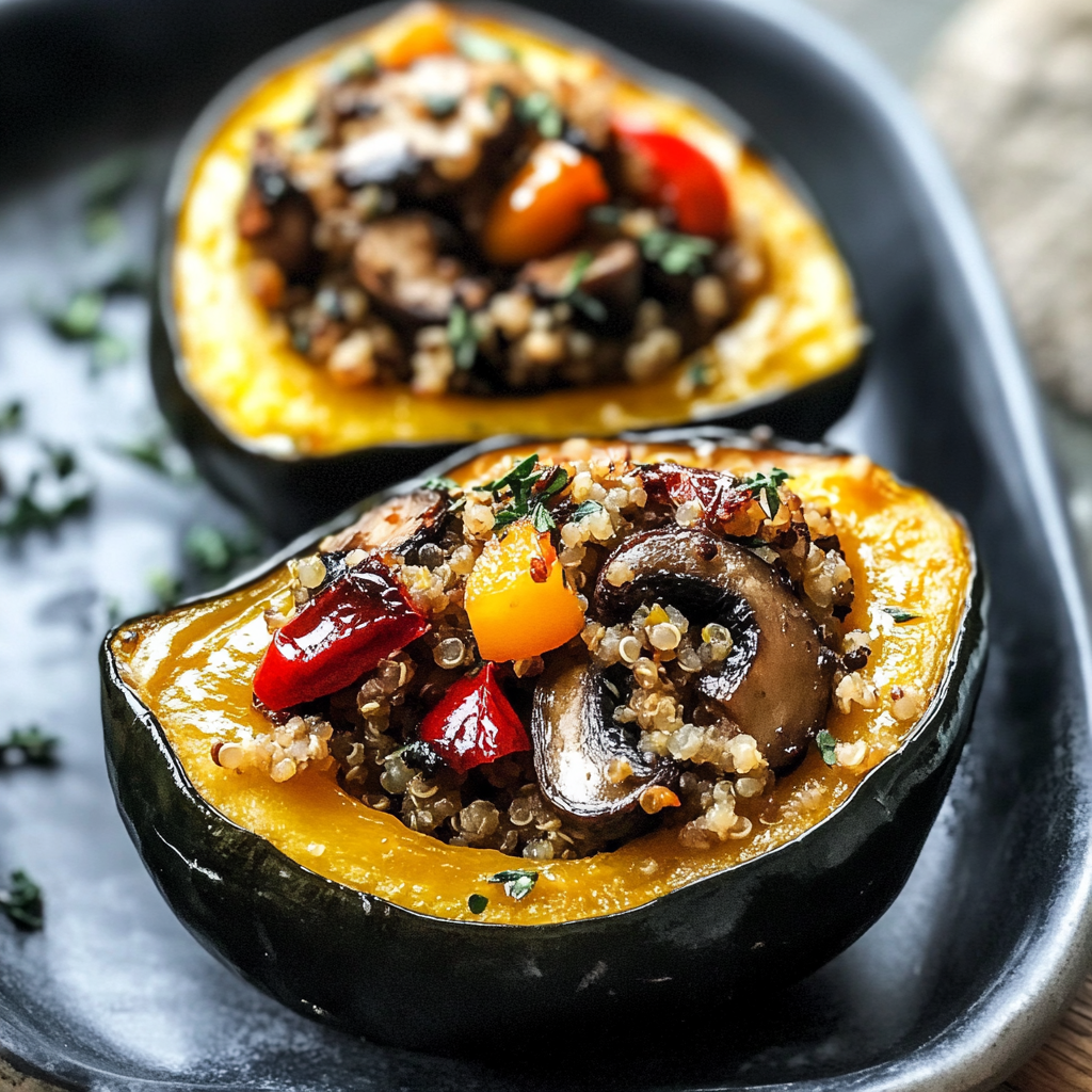 Mushroom and Quinoa Stuffed Acorn Squash