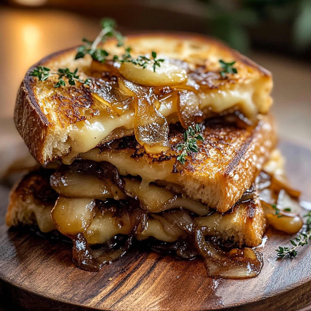 Pear & Apple Grilled Cheese With Caramelized Onions