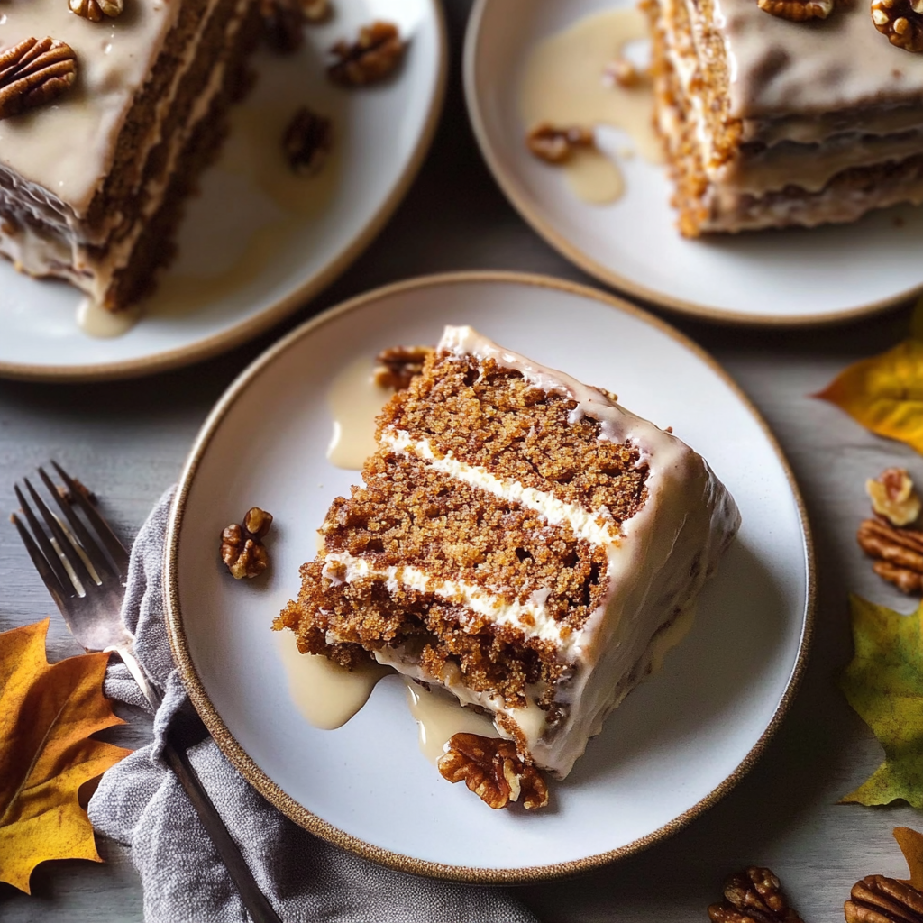 Pumpkin Cake with Maple Pecan Frosting
