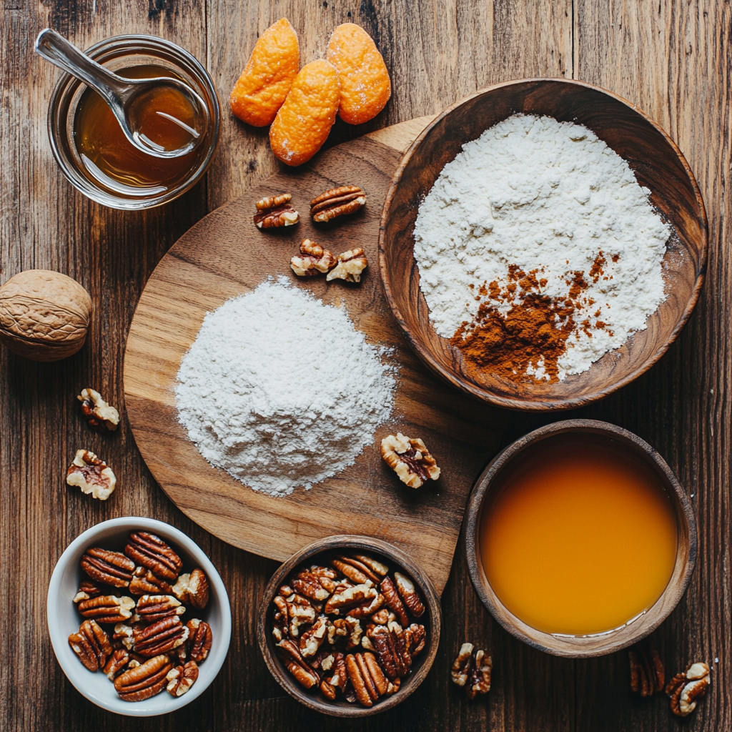 Pumpkin Cake with Maple Pecan Frosting ingredients