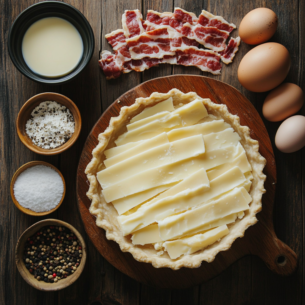 Quiche Lorraine with Bacon and Gruyère Cheese ingredients
