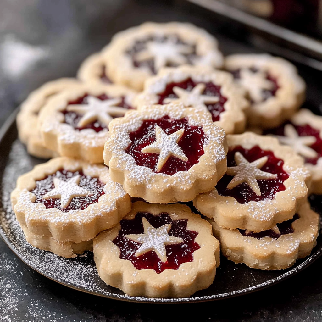 Shortbread Linzer Cookies with Raspberry Jam