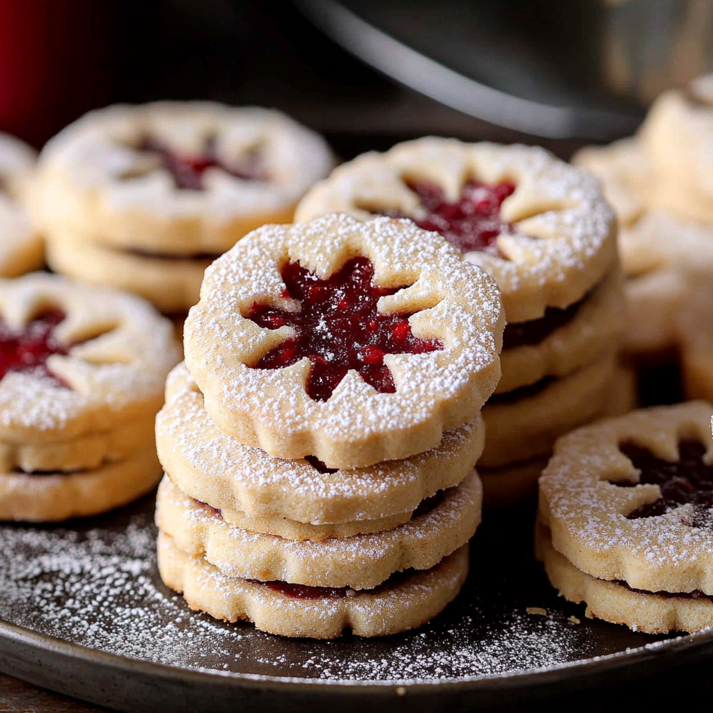 Shortbread Linzer Cookies with Raspberry Jam