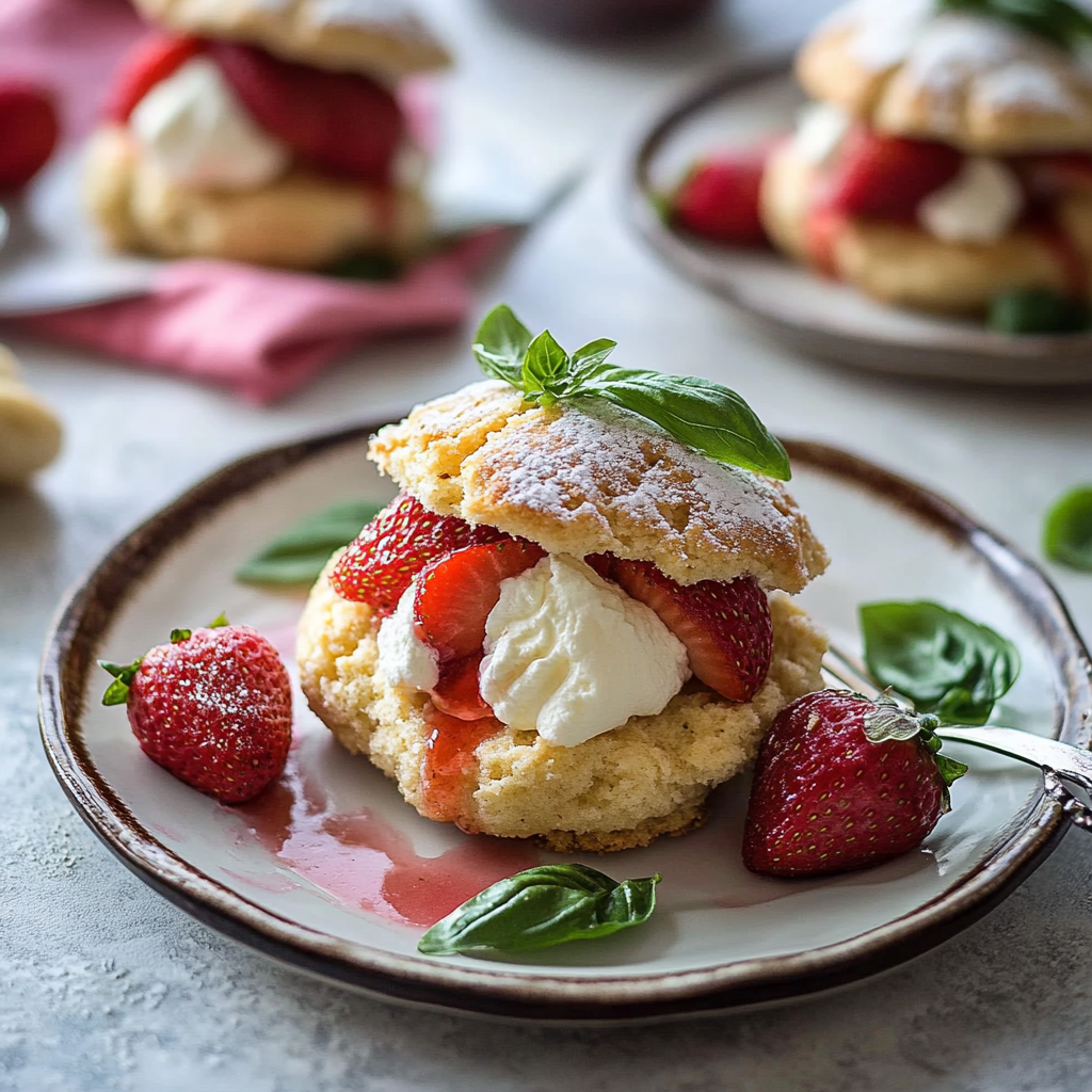 Strawberry Basil Shortcakes with Whipped Ricotta