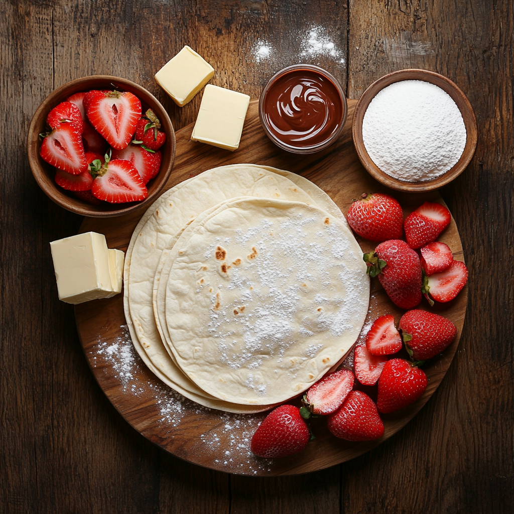 Strawberry Nutella Roll Ups ingredients