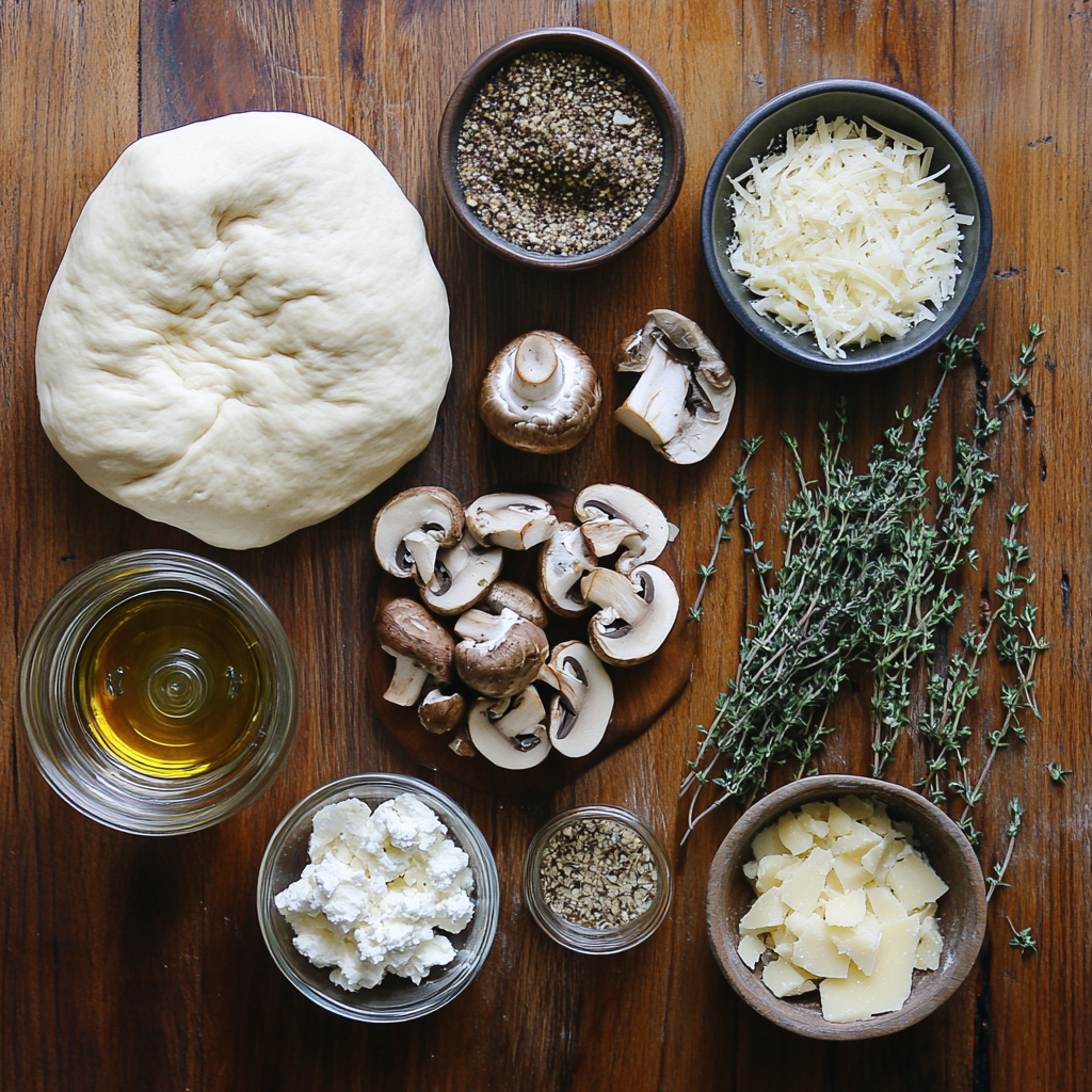 Truffle and Mushroom White Pizza ingredients