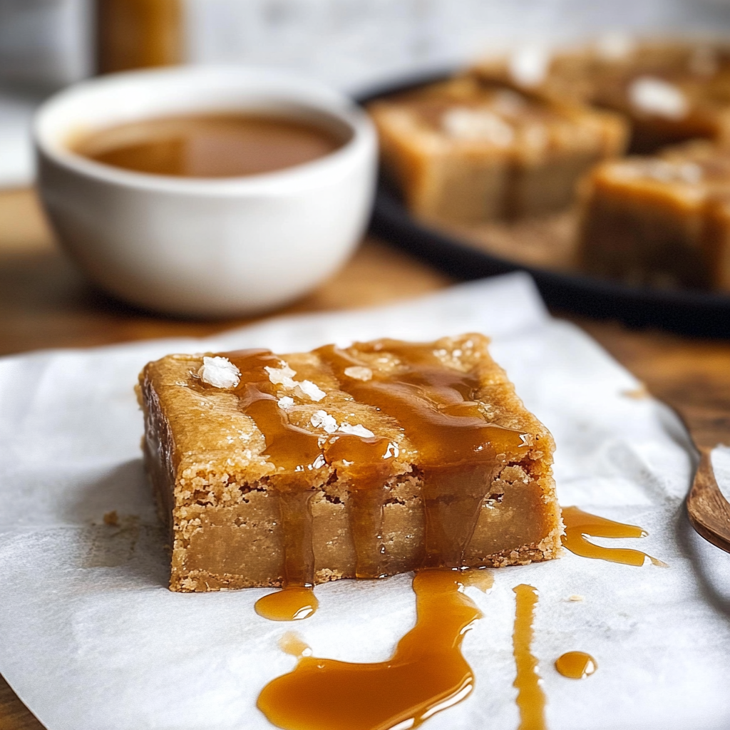 Vegan Blondies with Salted Caramel