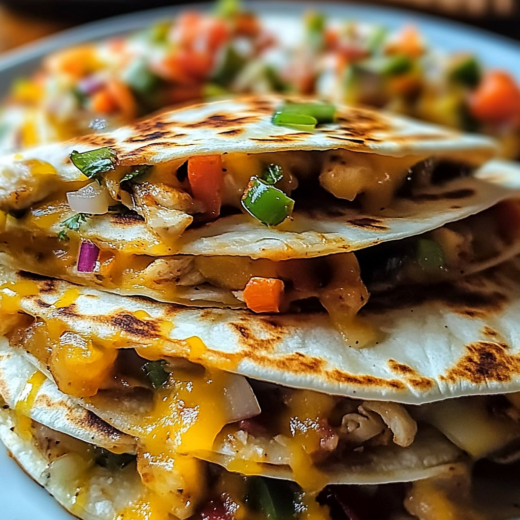 Chicken Quesadillas with Veggie Fajitas