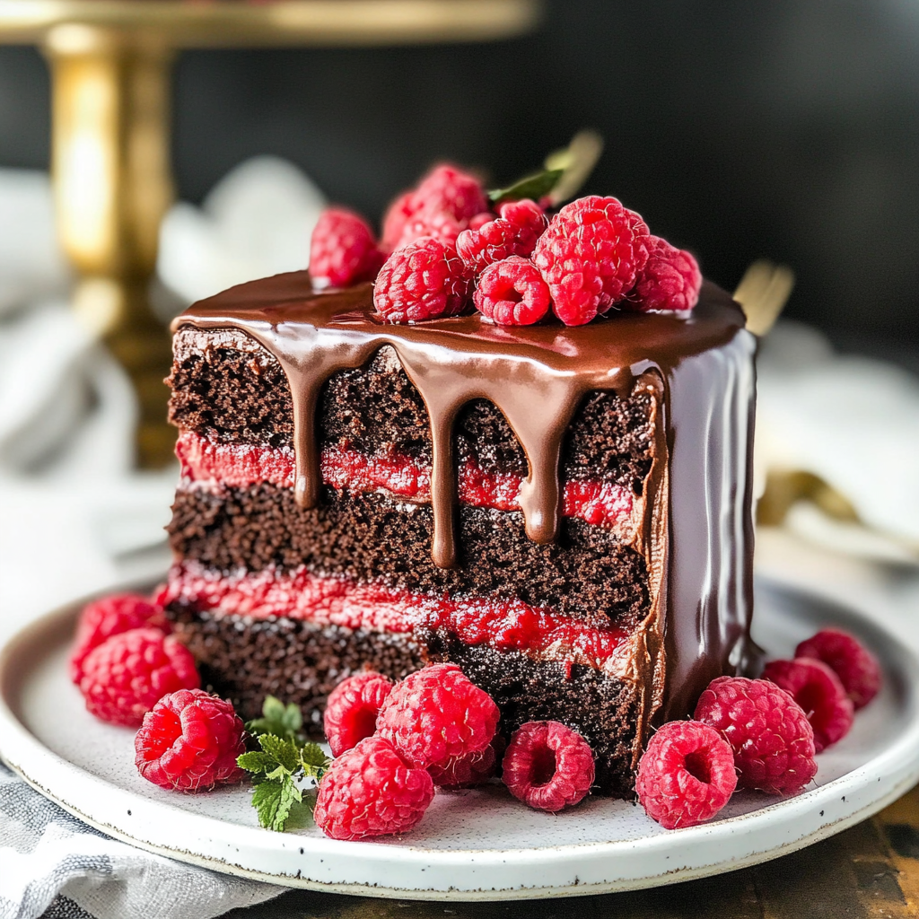 Christmas Chocolate Raspberry Layer Cake