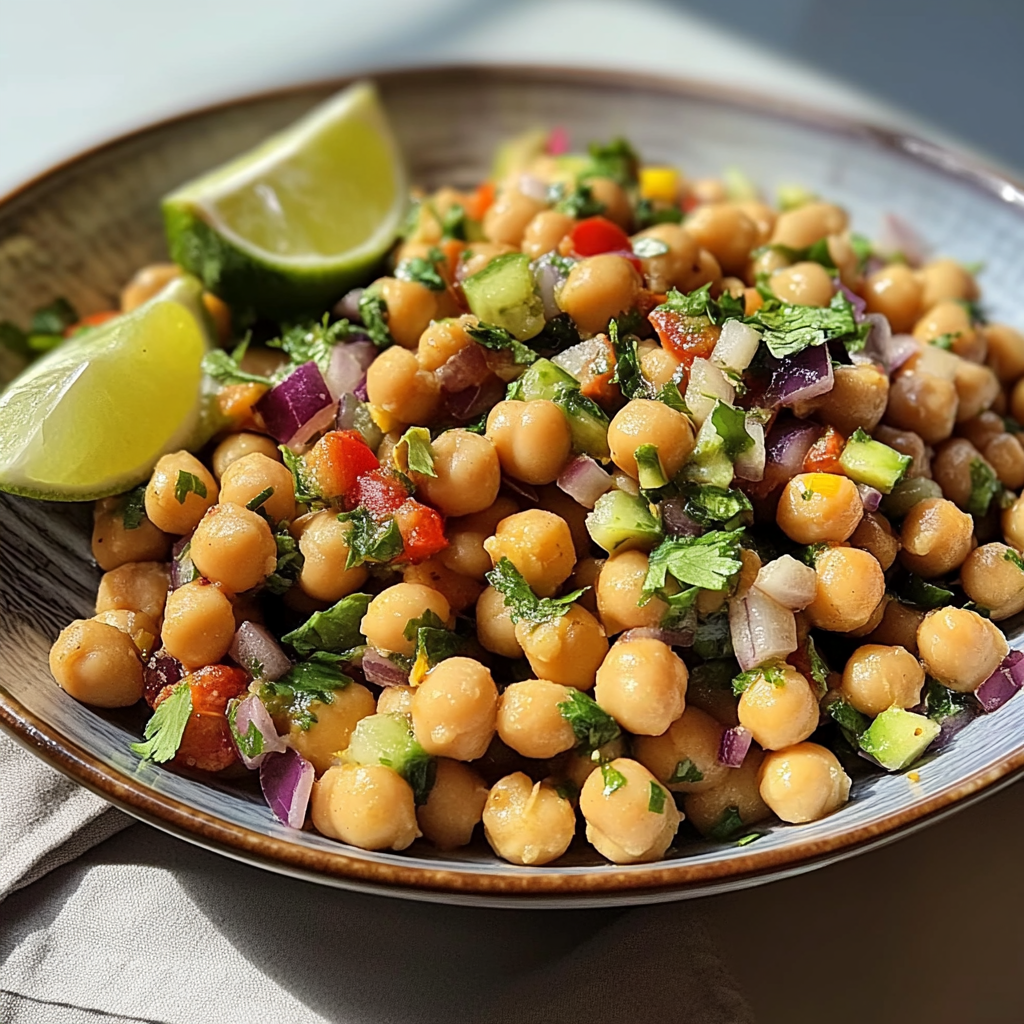 Chickpeas black beans salad