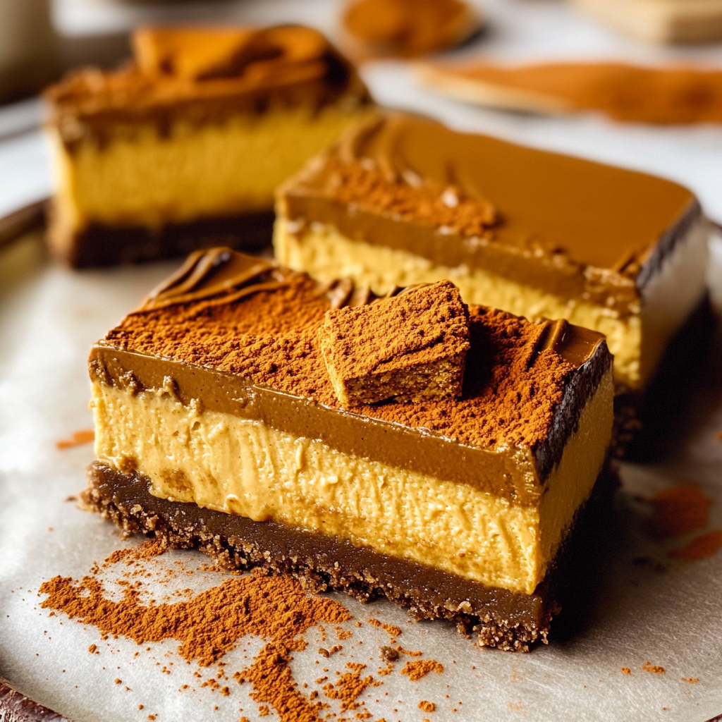 Christmas Biscoff Pumpkin Cheesecake Bars