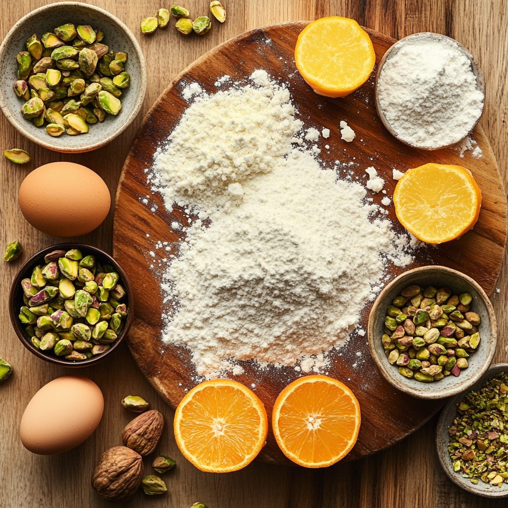 Christmas Candied Orange and Pistachio Biscotti ingredients